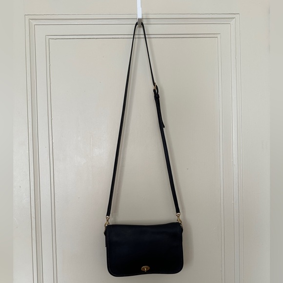 Vintage Black Leather Coach Penny Crossbody Purse - Picture 10 of 15